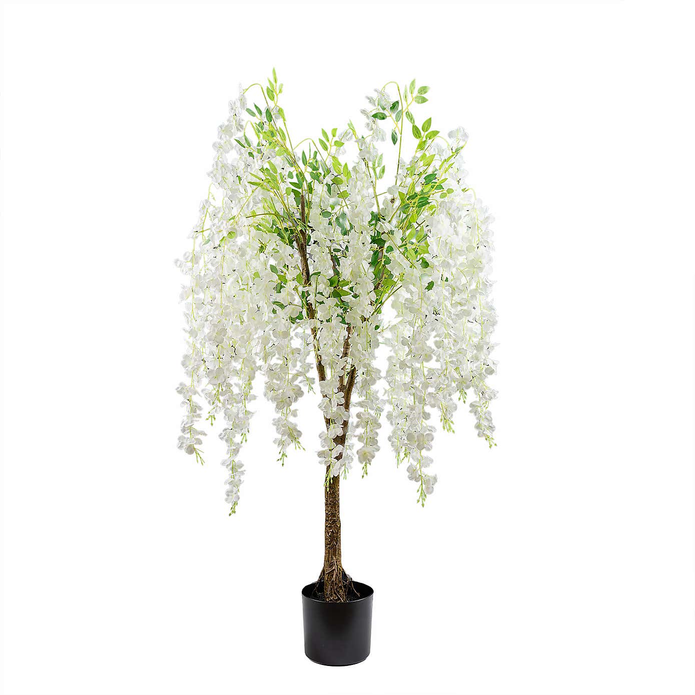 Artificial Wisteria Tree in White Plant Pot