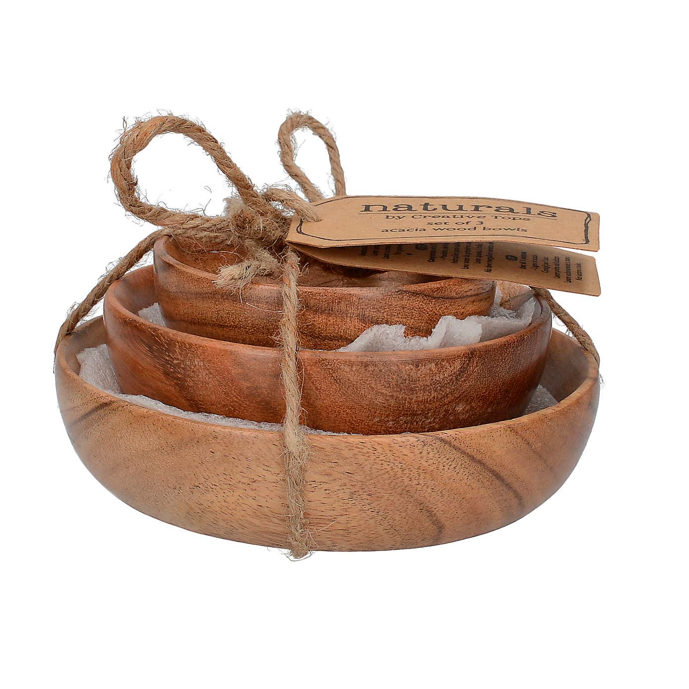 Set of 3 Mikasa Drift Wooden Bowls