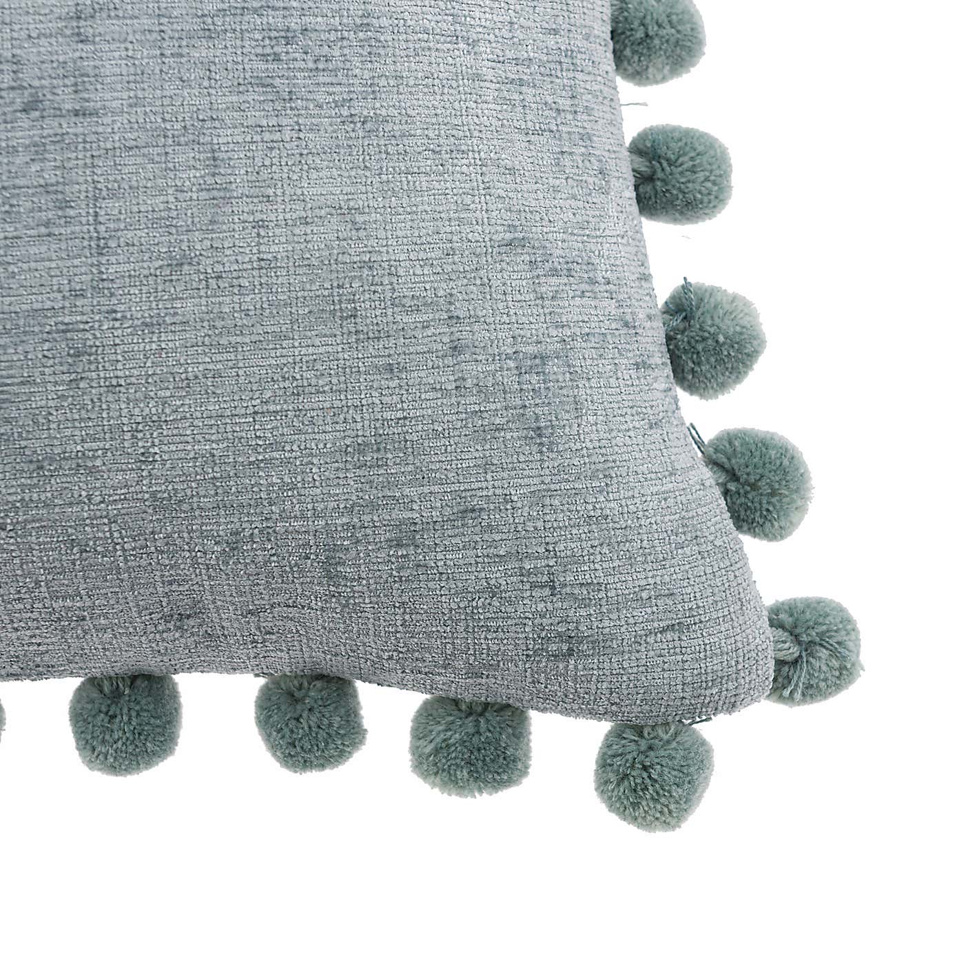 Chenille Square PomPom Cushion