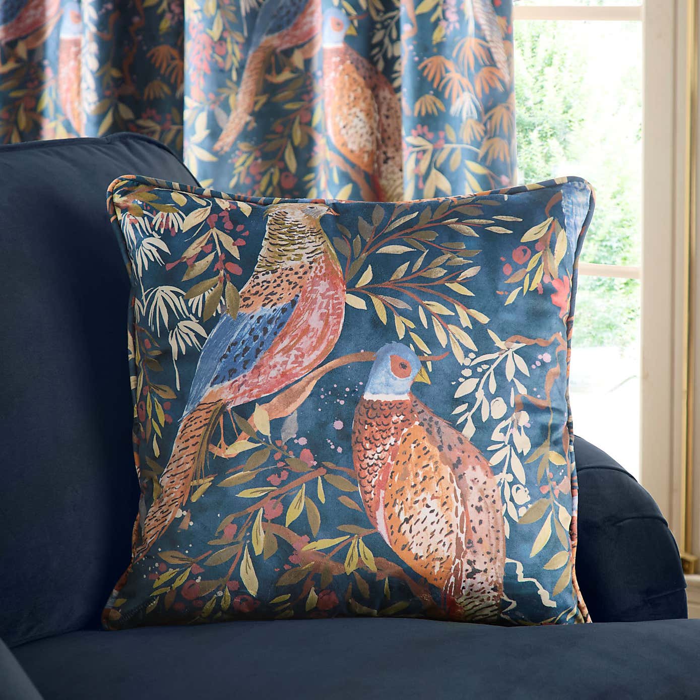 Woodland Pheasant Pencil Pleat Curtains
