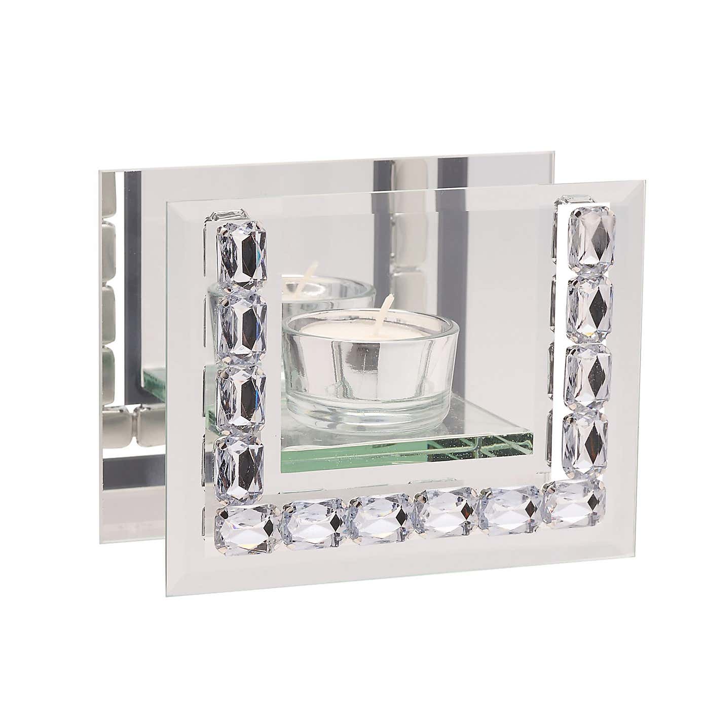 Hestia Crystal Rectangle Tealight Holder