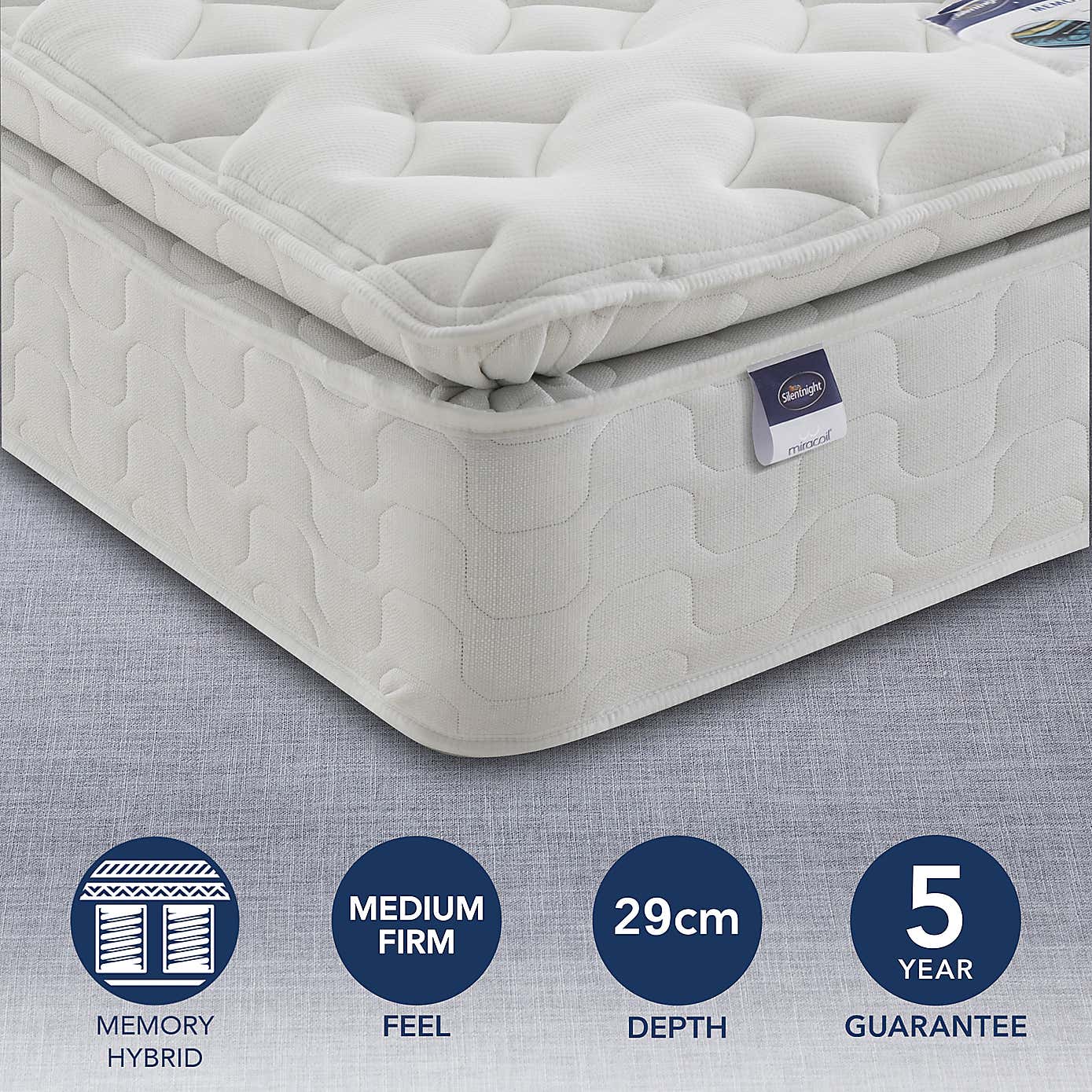 Silentnight Miracoil Memory Pillowtop Mattress