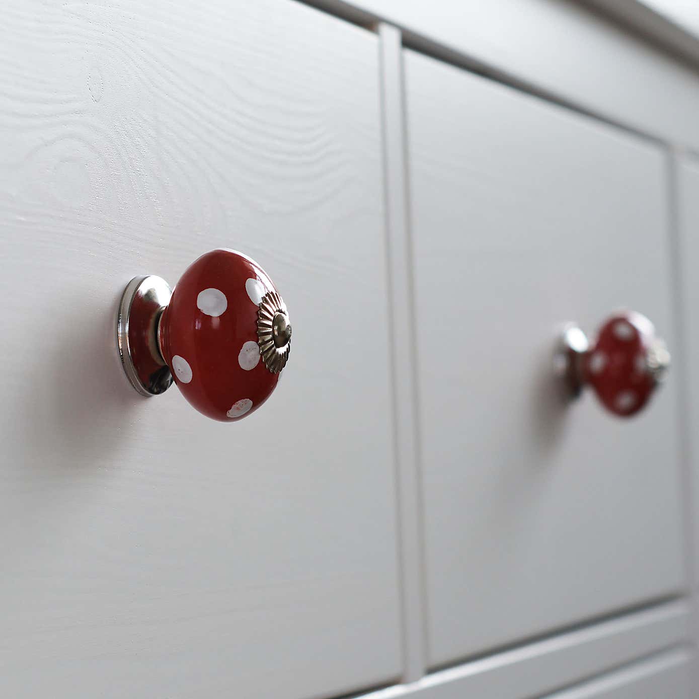 Pack of 6 Nicola Spring Spotted Round Drawer Knobs