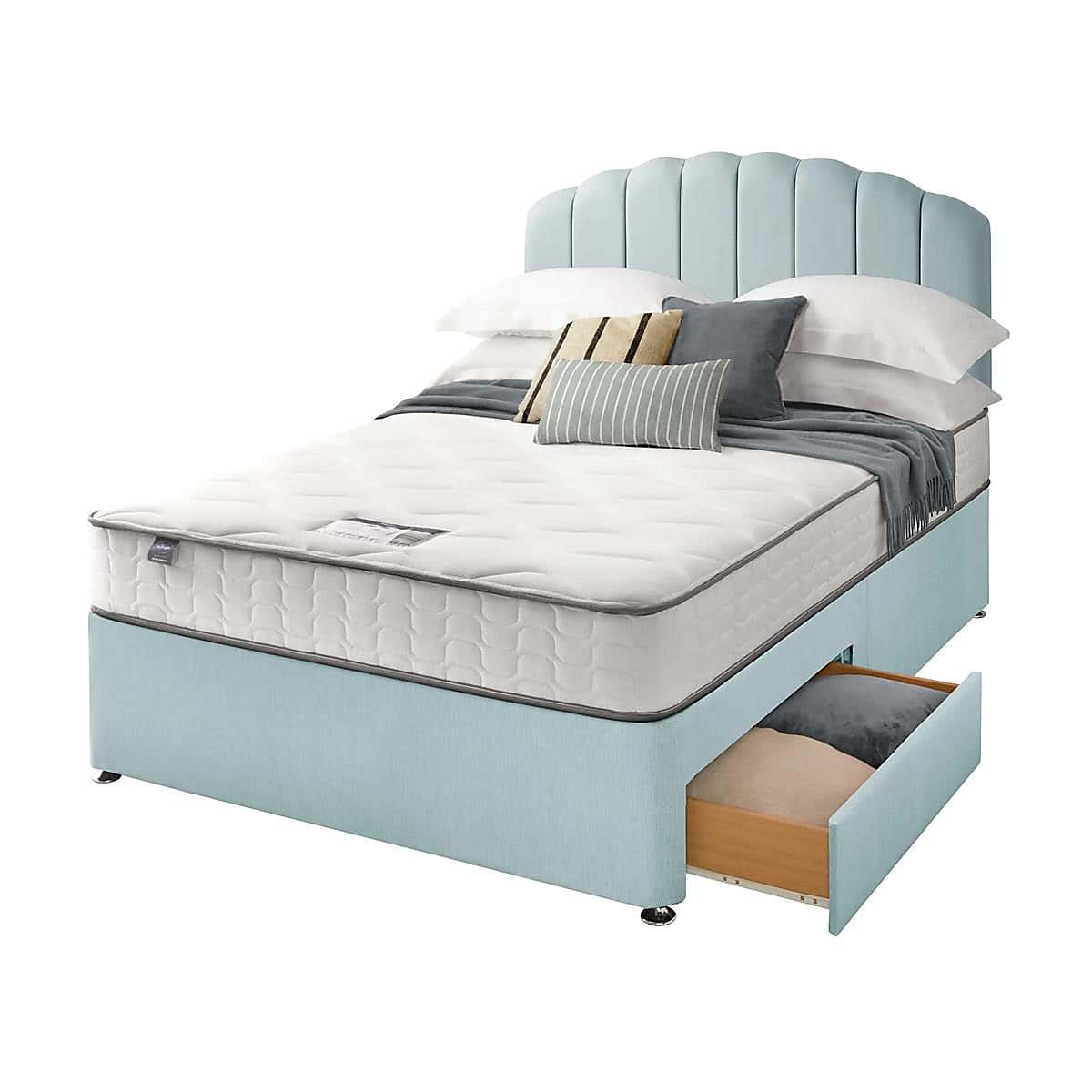 Silentnight 2 Drawer Divan Bed With Fabric Merlin Headboard