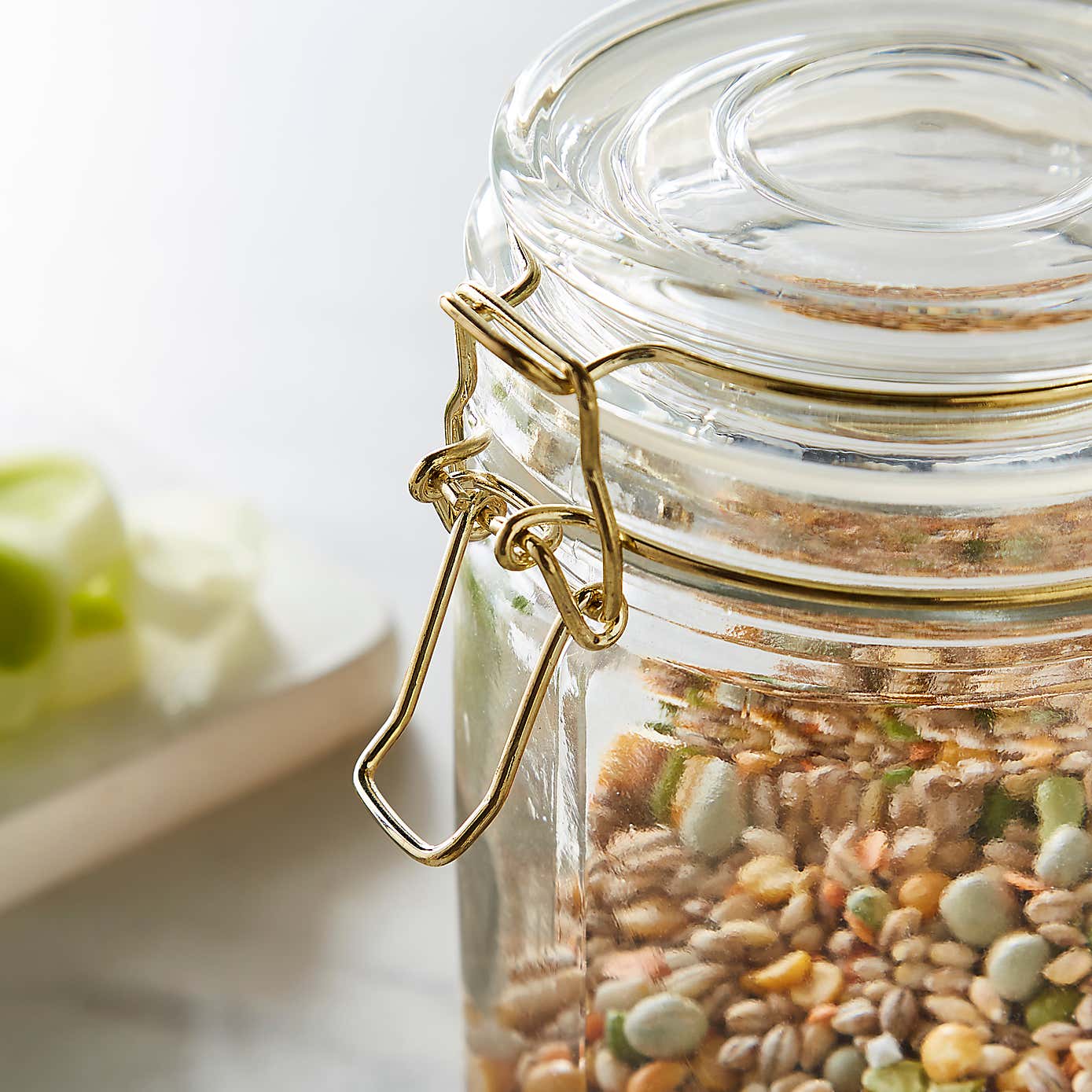 Glass Jar with Gold Clip Lid