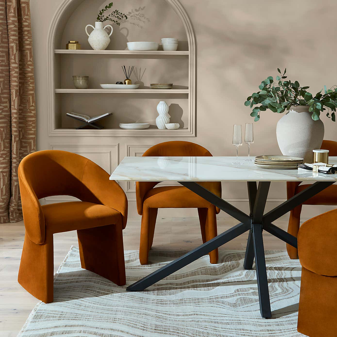 Xavi 6 Seater Rectangular Dining Table, Sintered Stone