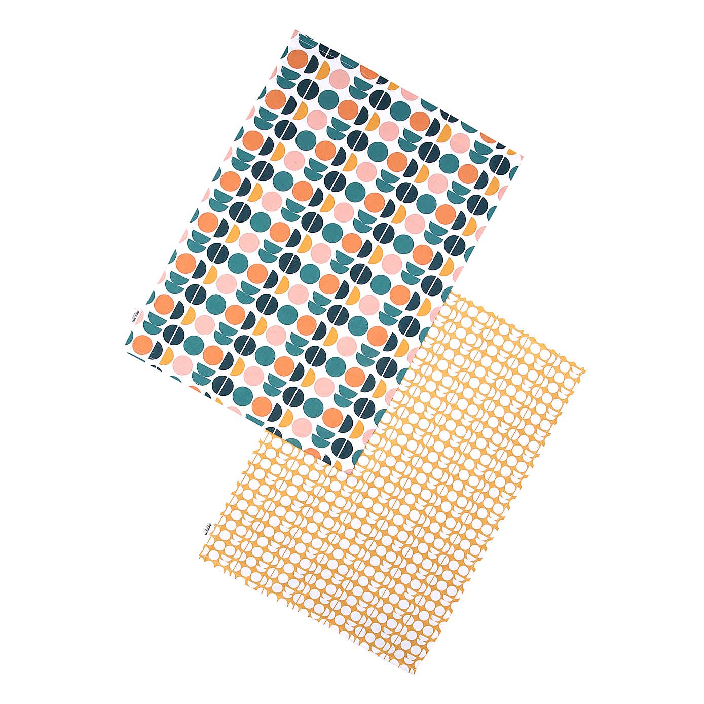 Dexam Retro Spot Set of 2 Cotton Tea Towels Teal