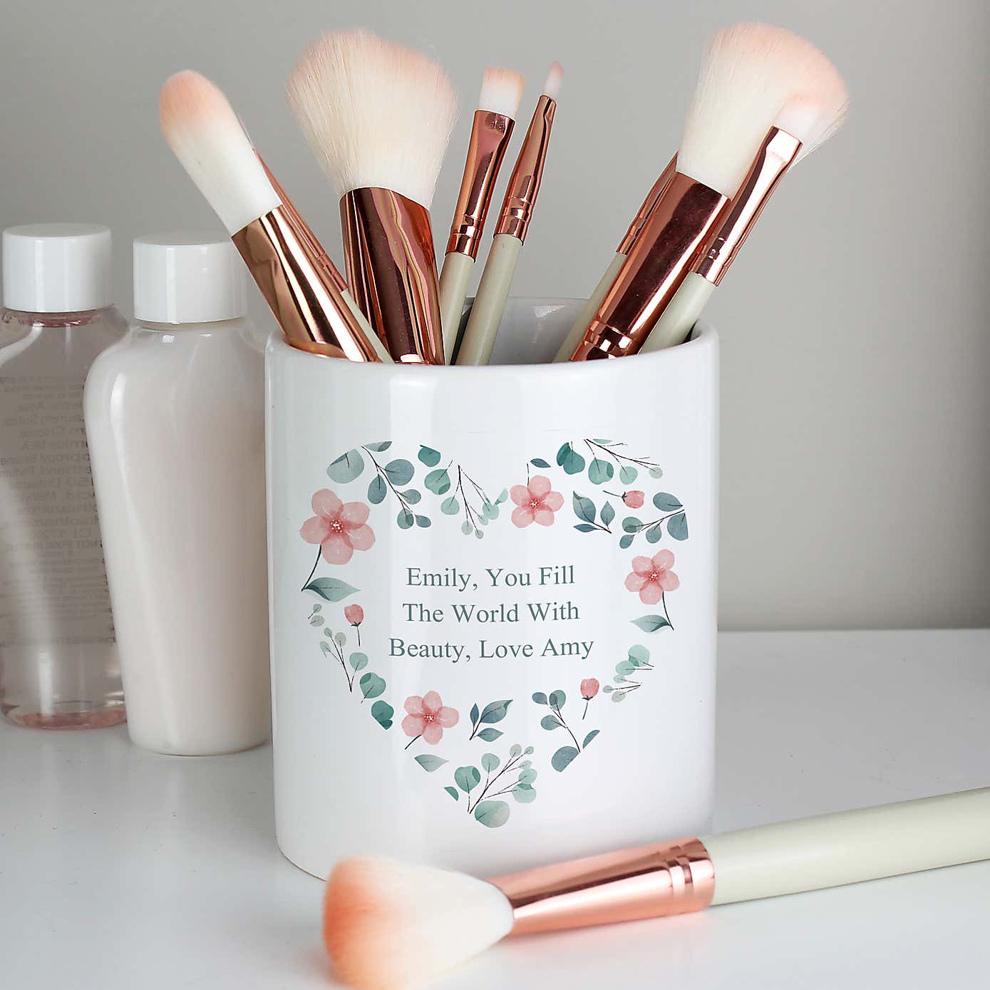 Personalised Floral Heart Ceramic Storage Pot