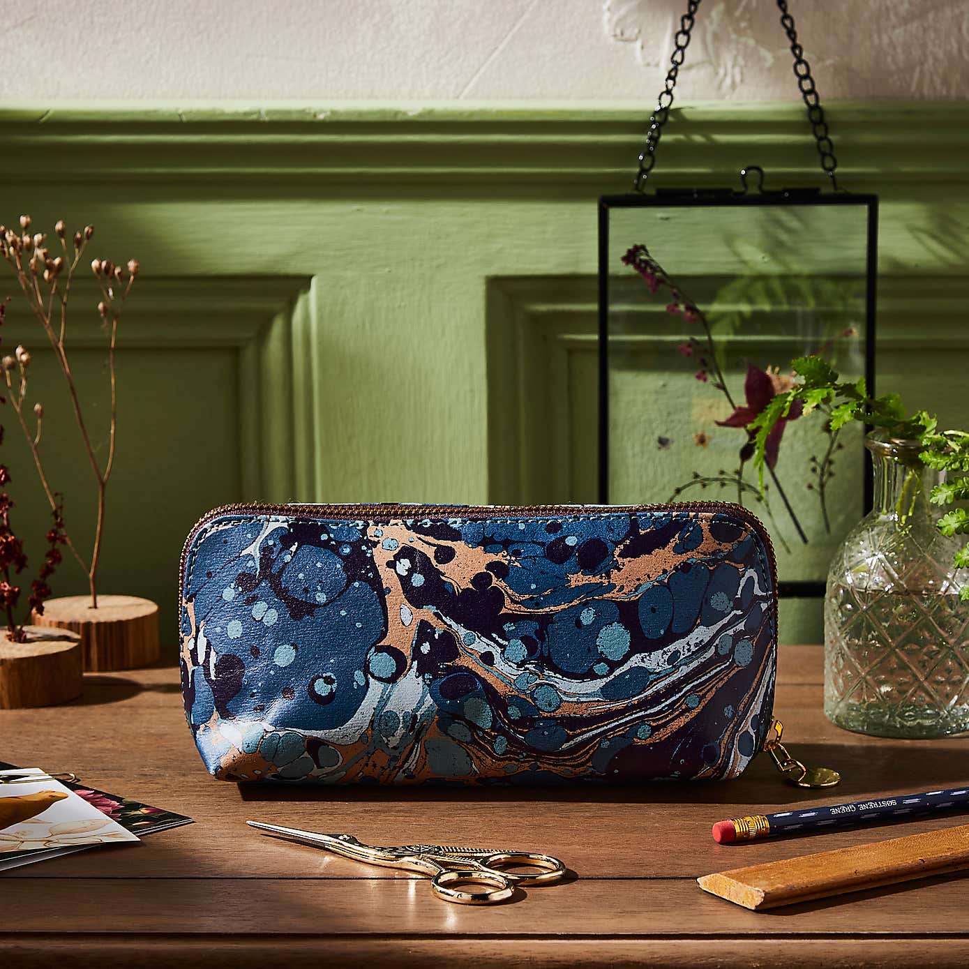 Recycled Leather Marble Pencil Case