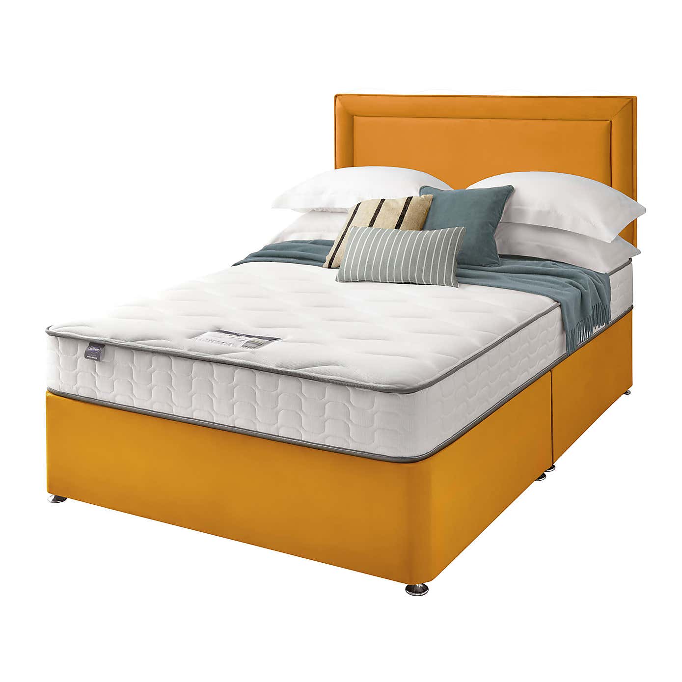 Silentnight 2 Drawer Divan Bed With Velvet Malvern Headboard