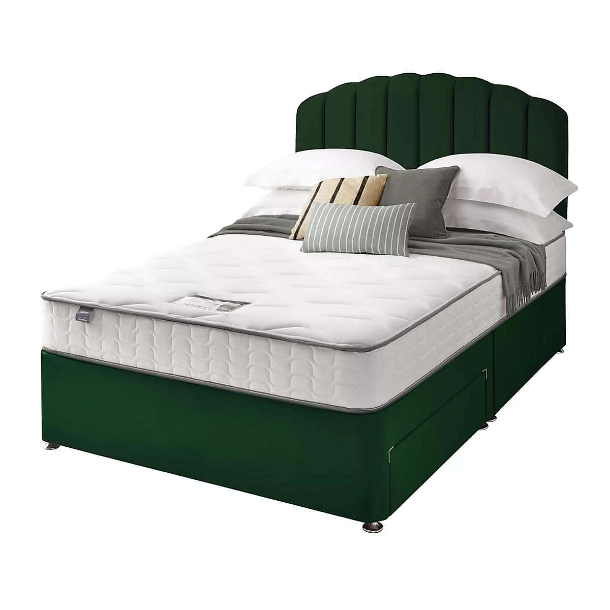 Silentnight 2 Drawer Divan Bed With Velvet Merlin Headboard