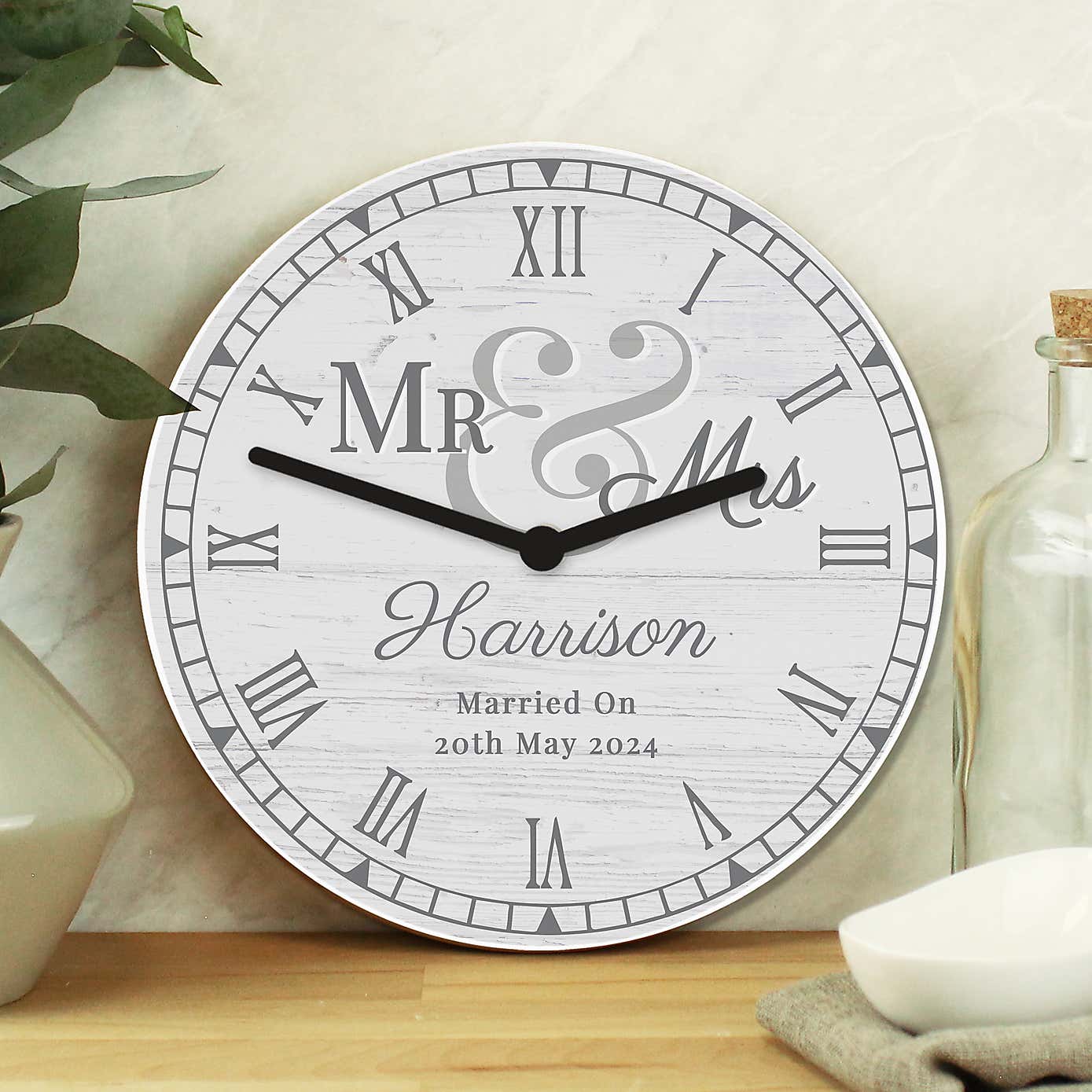 Personalised Mr and Mrs Wooden Clock