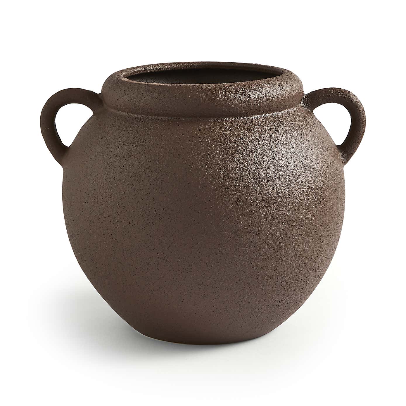 Wide Stone Vase with Handles