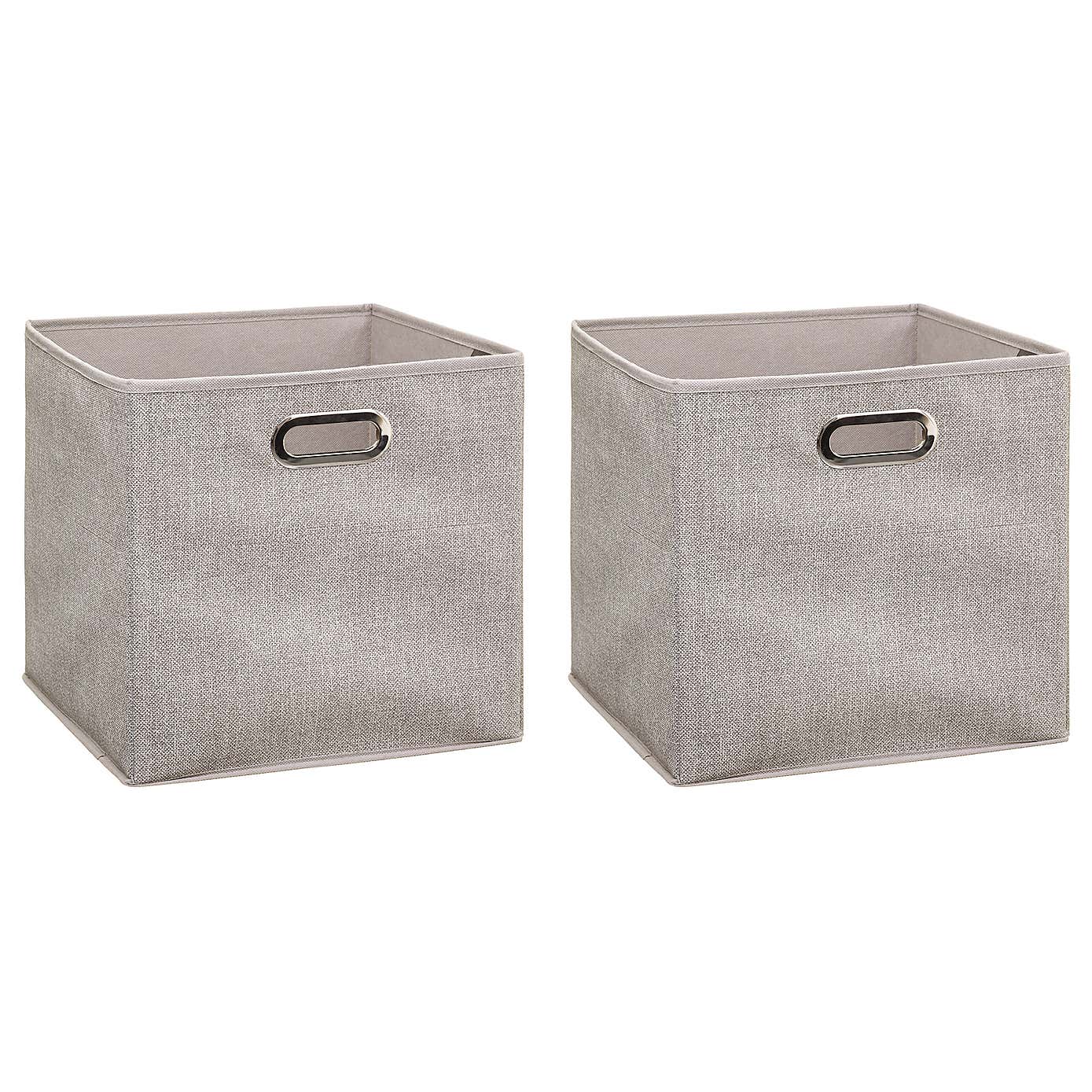 Mix and Modul Set of 2 Linen Effect Cube Storage Boxes
