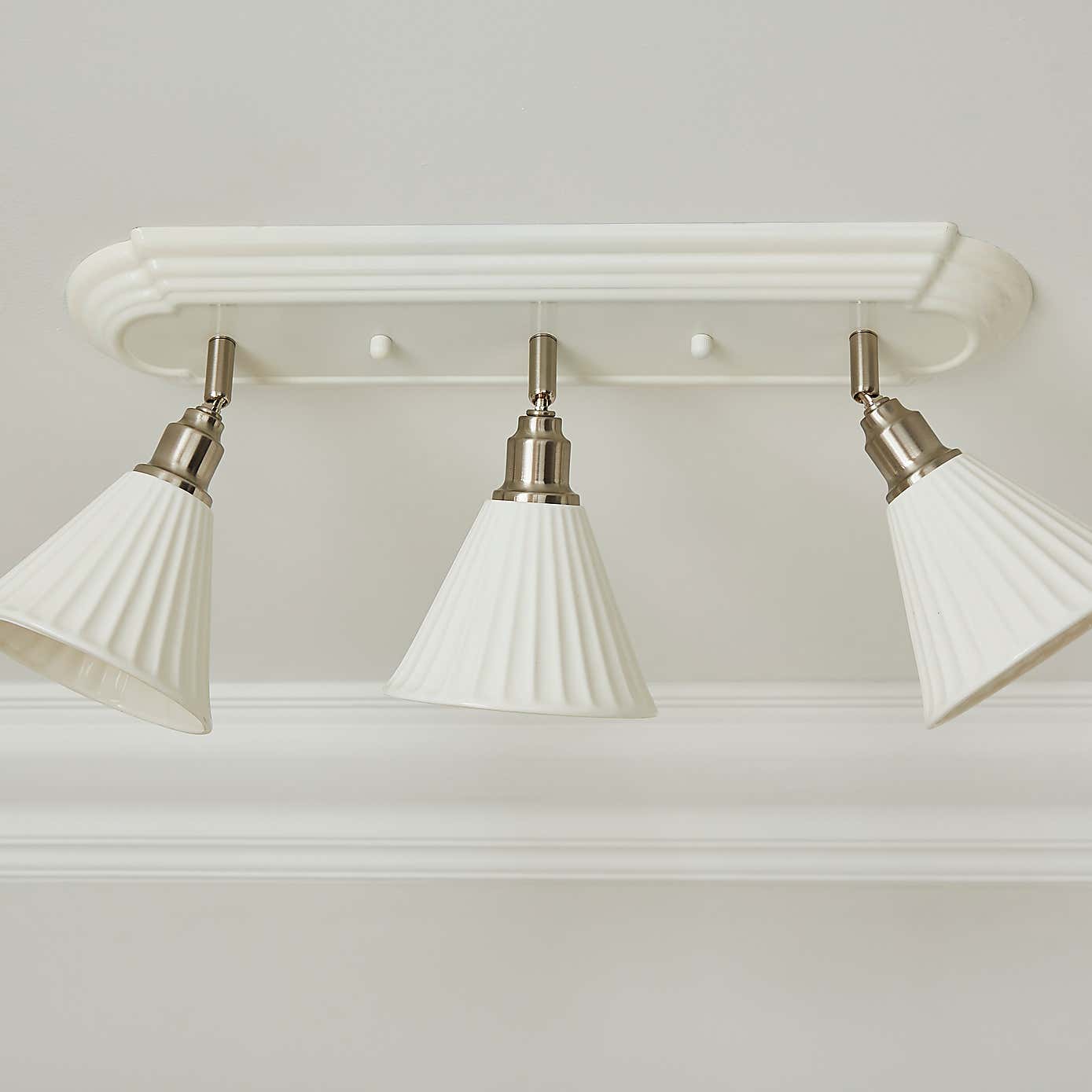 Lilbourne Ribbed Ceramic 3 Light Adjustable Flush Spotlight
