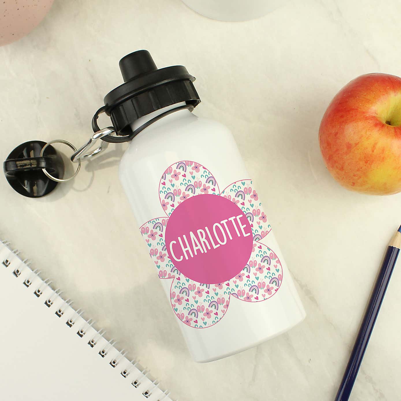 Personalised Flower Metal Drinks Bottle