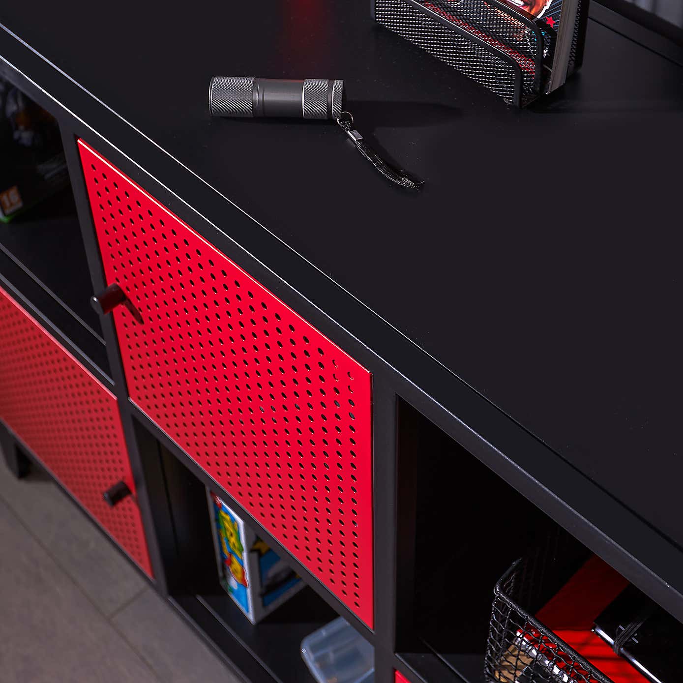 X Rocker MESH TEK Wide Shelf Cabinet with 6 Cube Storage