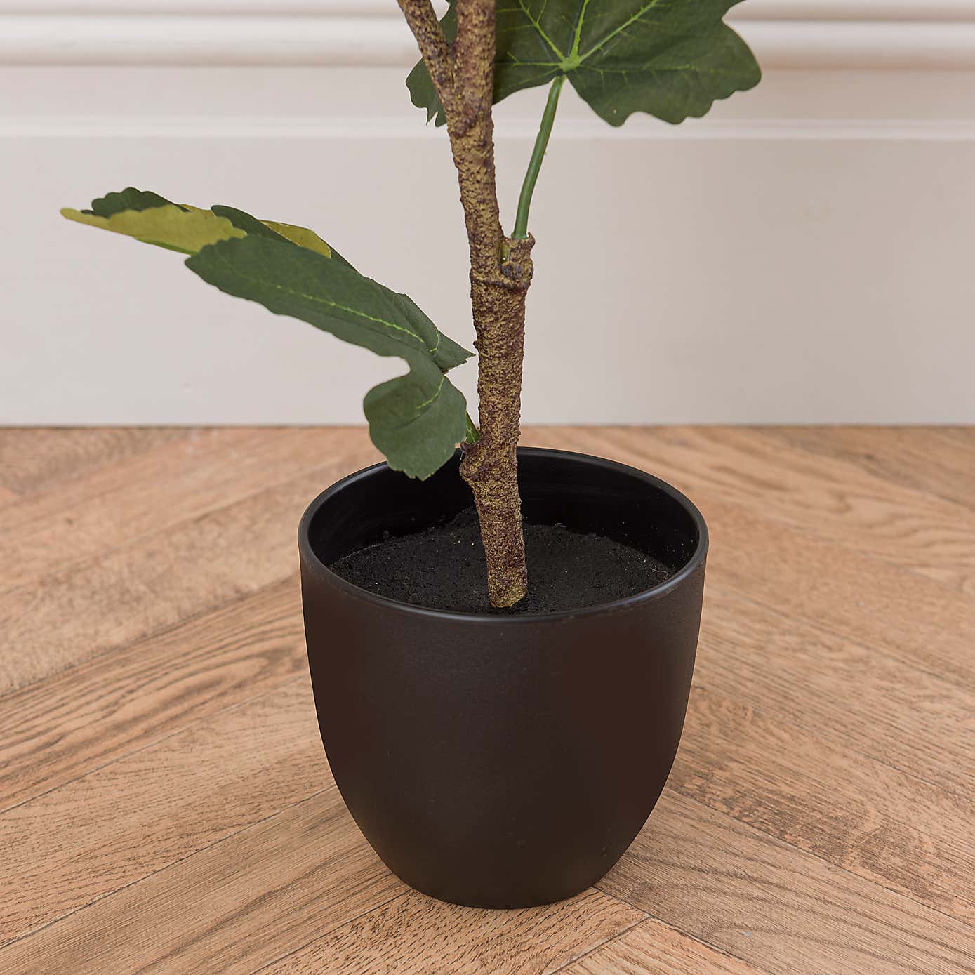 Artificial Fig Tree in Black Cement Plant Pot
