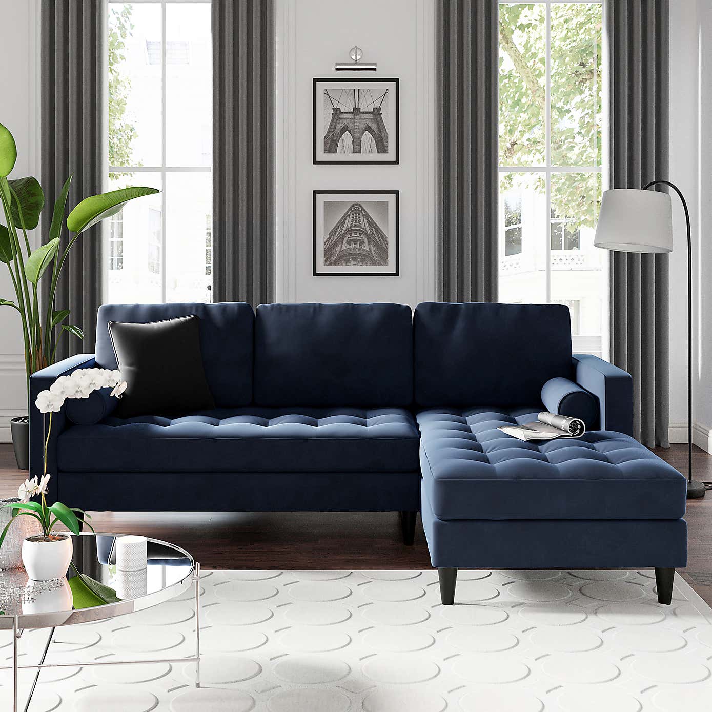 Zoe Velvet Left Hand Corner Sofa
