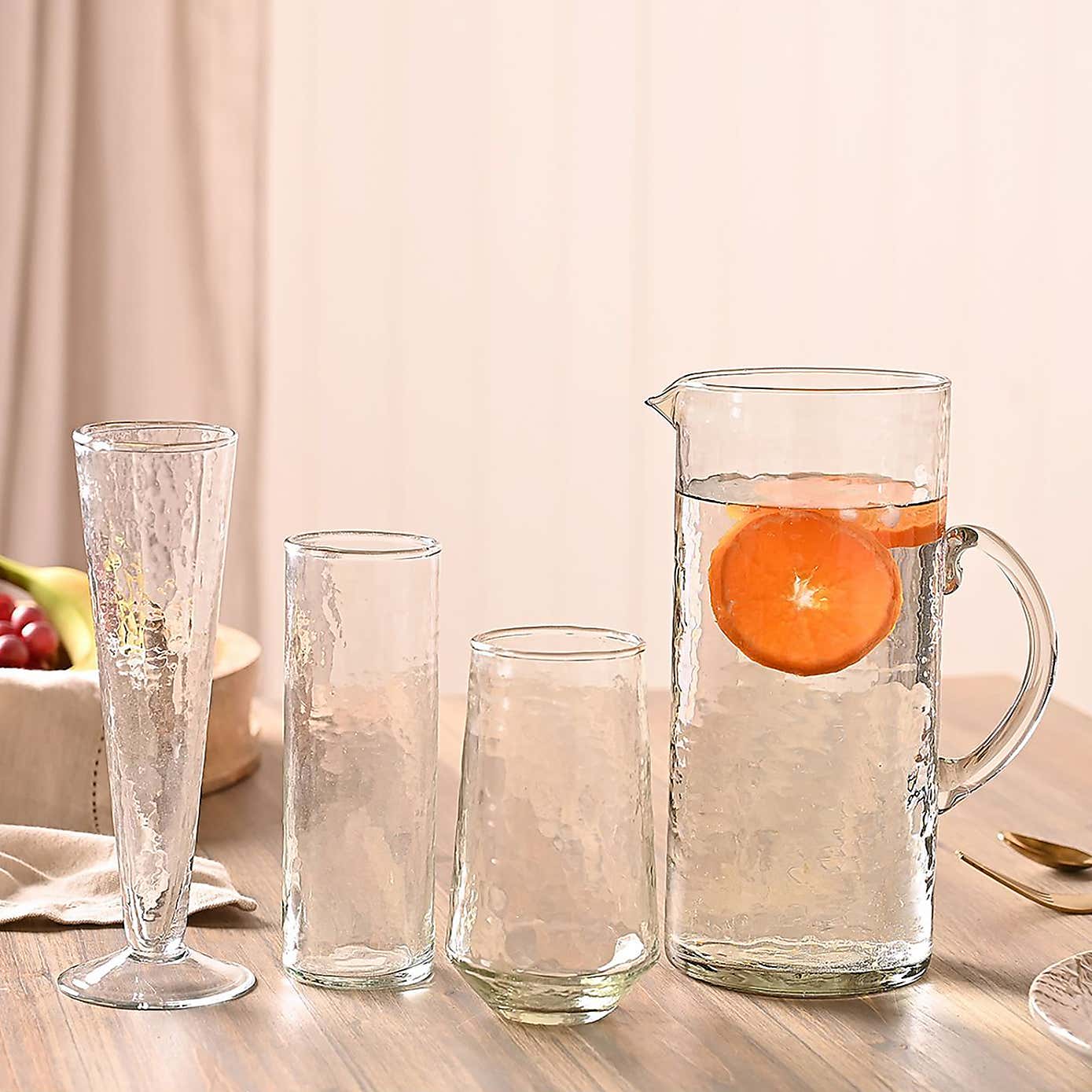 Hestia Hammered Glass Jug