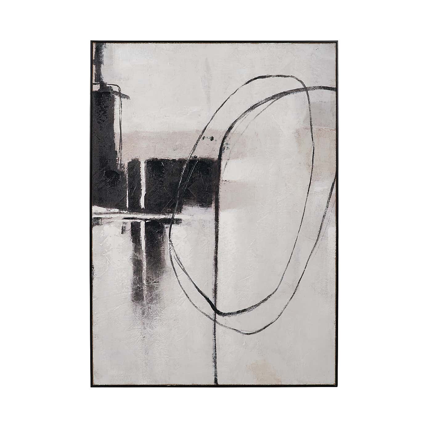 Monochrome Abstract Black Framed Canvas