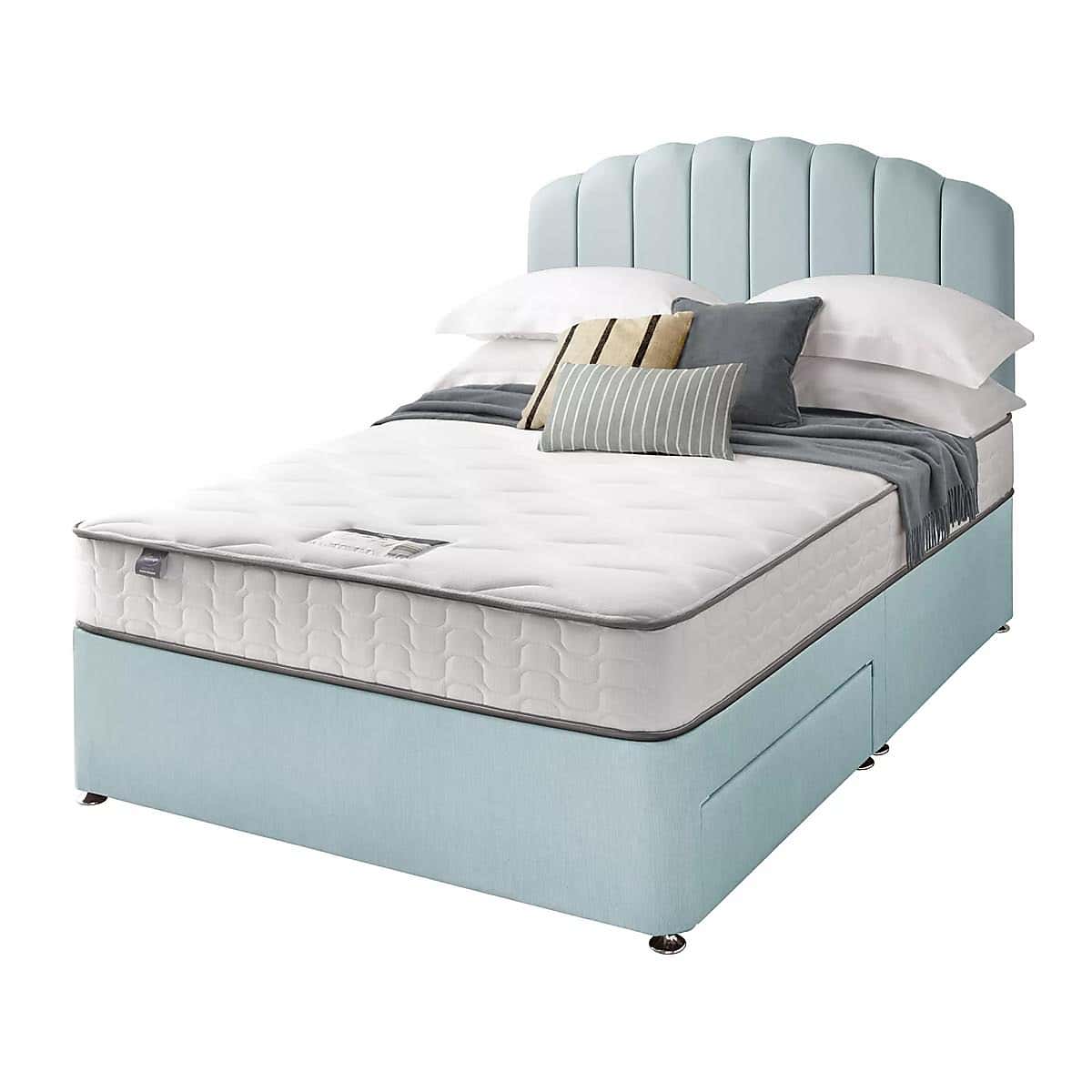 Silentnight 2 Drawer Divan Bed With Fabric Merlin Headboard