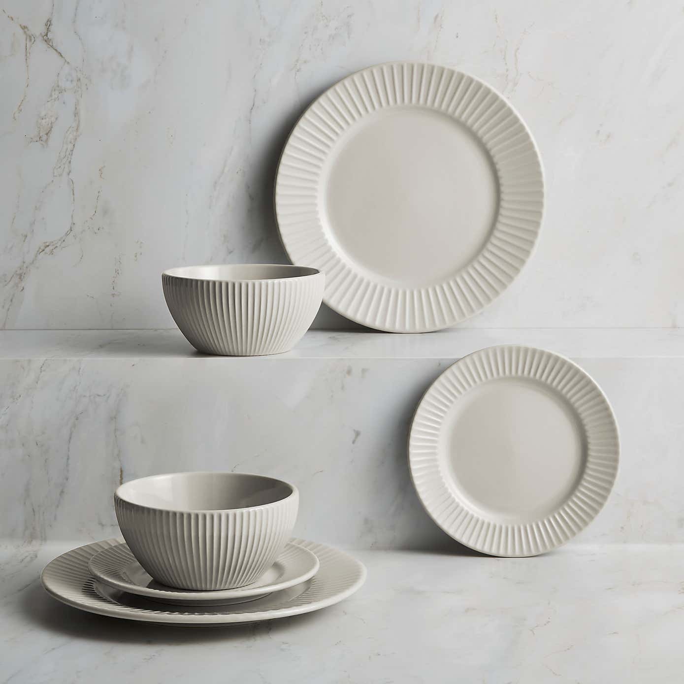 Hampton 12 Piece Dinner Set, Grey