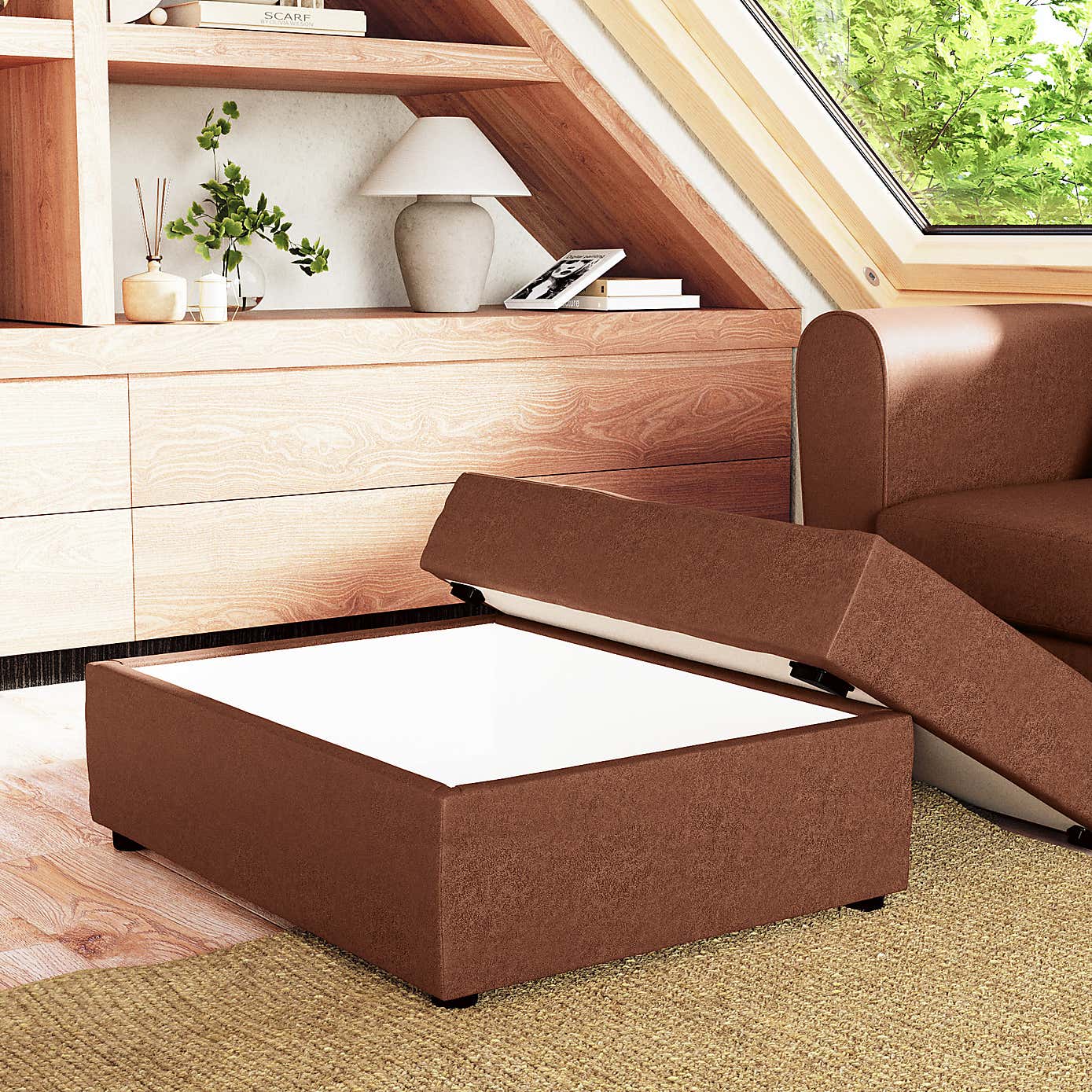 Rectangle Arizona Faux leather Storage Footstool