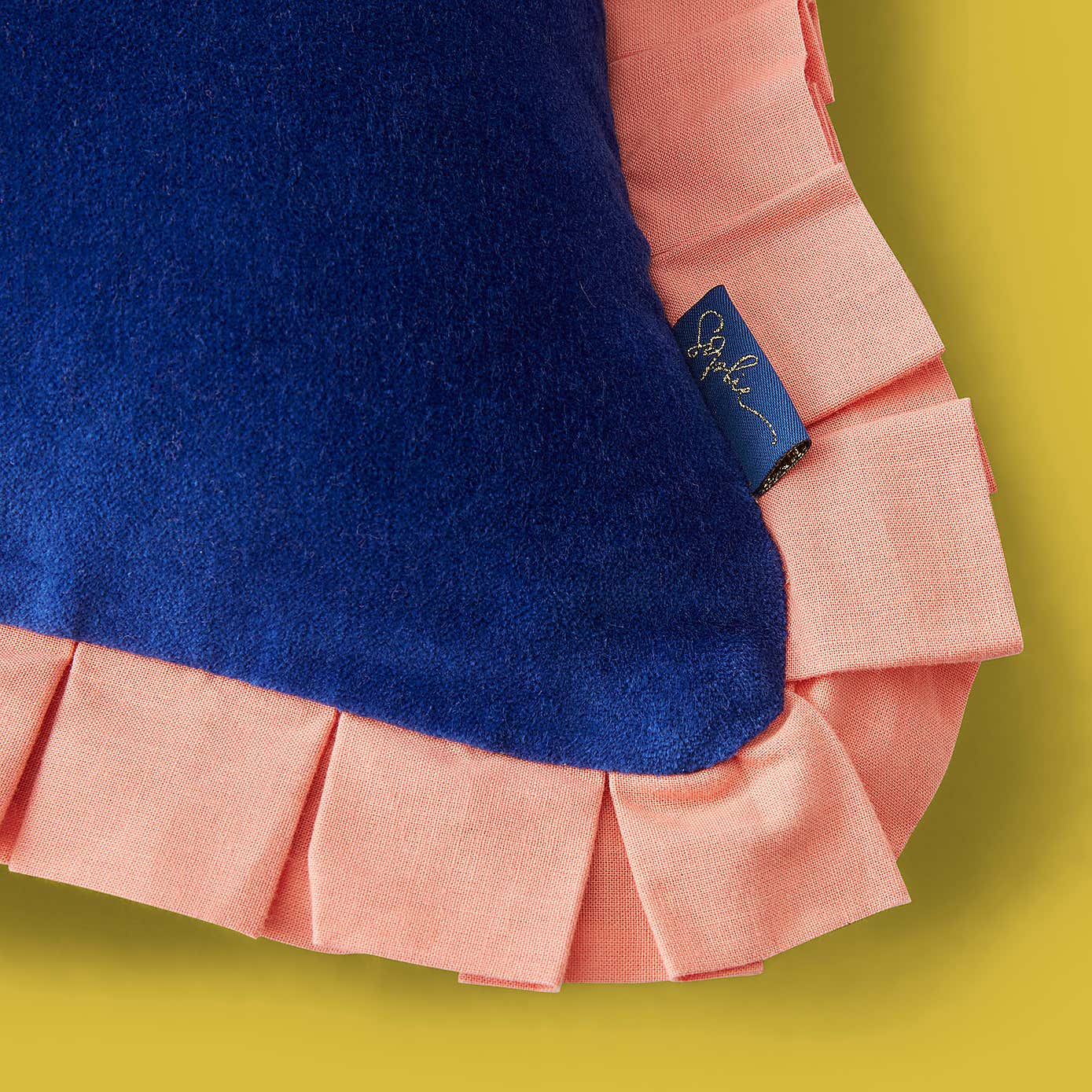 Sophie Robinson Velvet Box Pleat Cotton Square Cushion