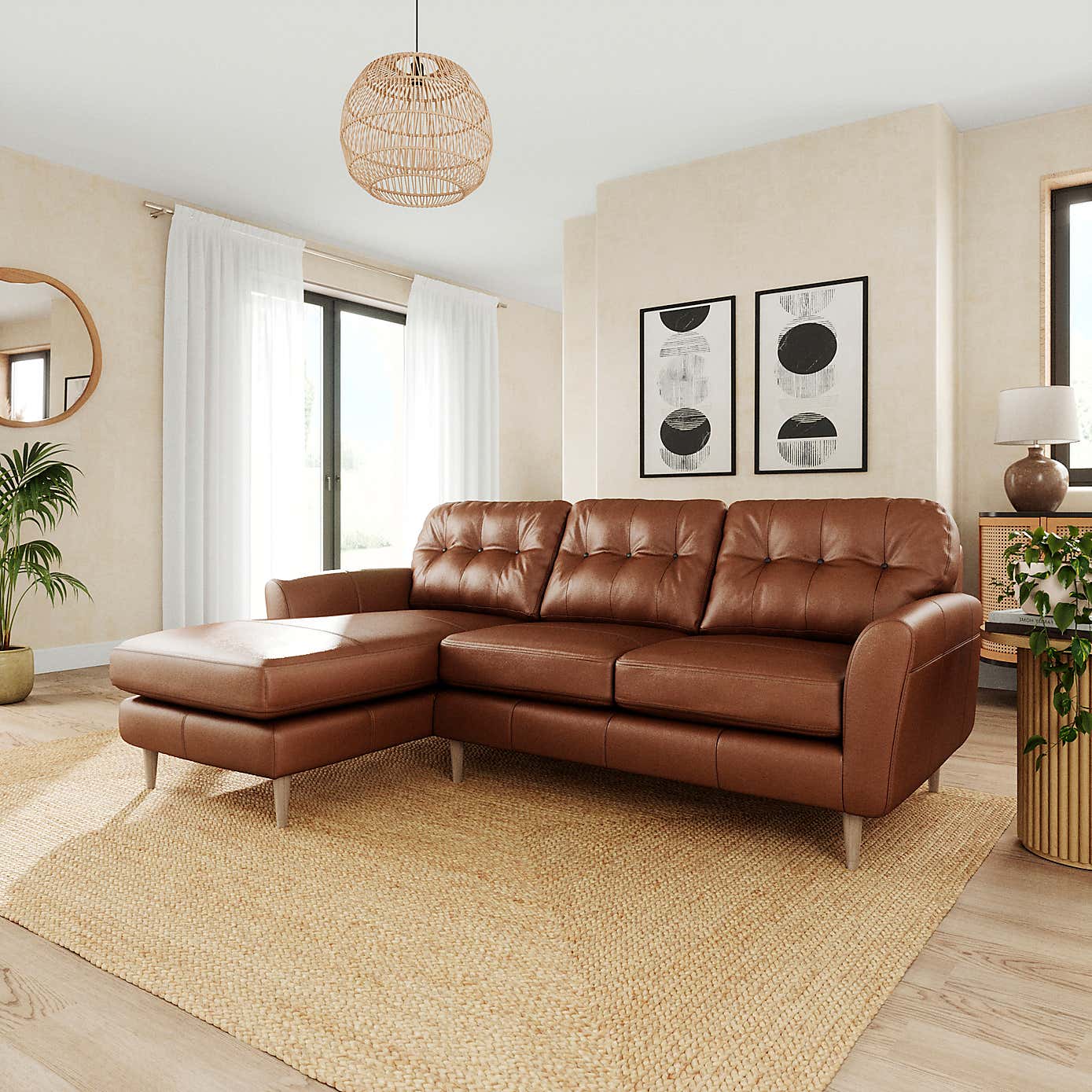 Sven Vintage Leather Large Corner Chaise Sofa