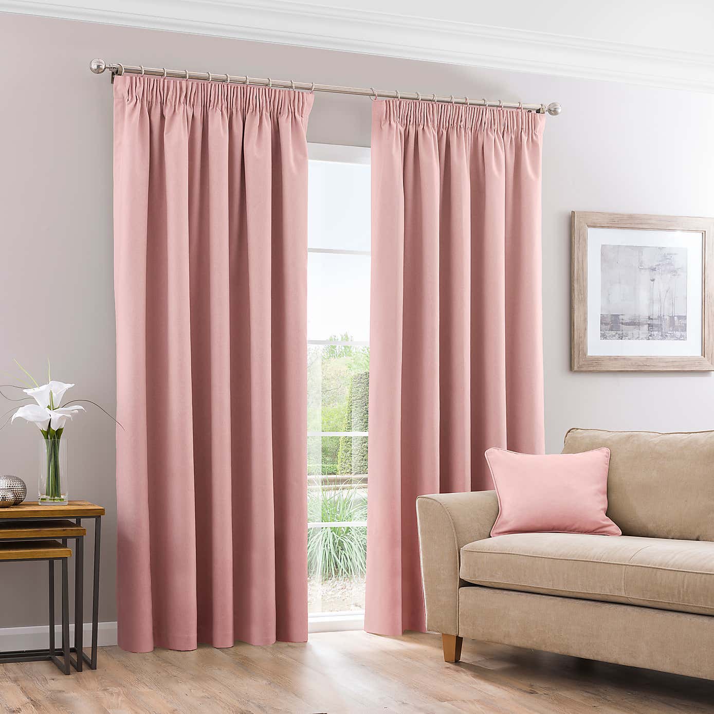 Luna Brushed Blackout Pencil Pleat Curtains