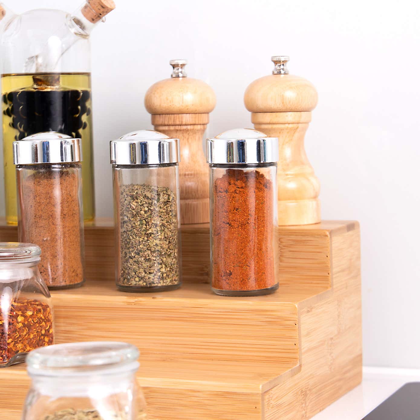 Tiered Wooden Spice Rack/Cupboard Organiser