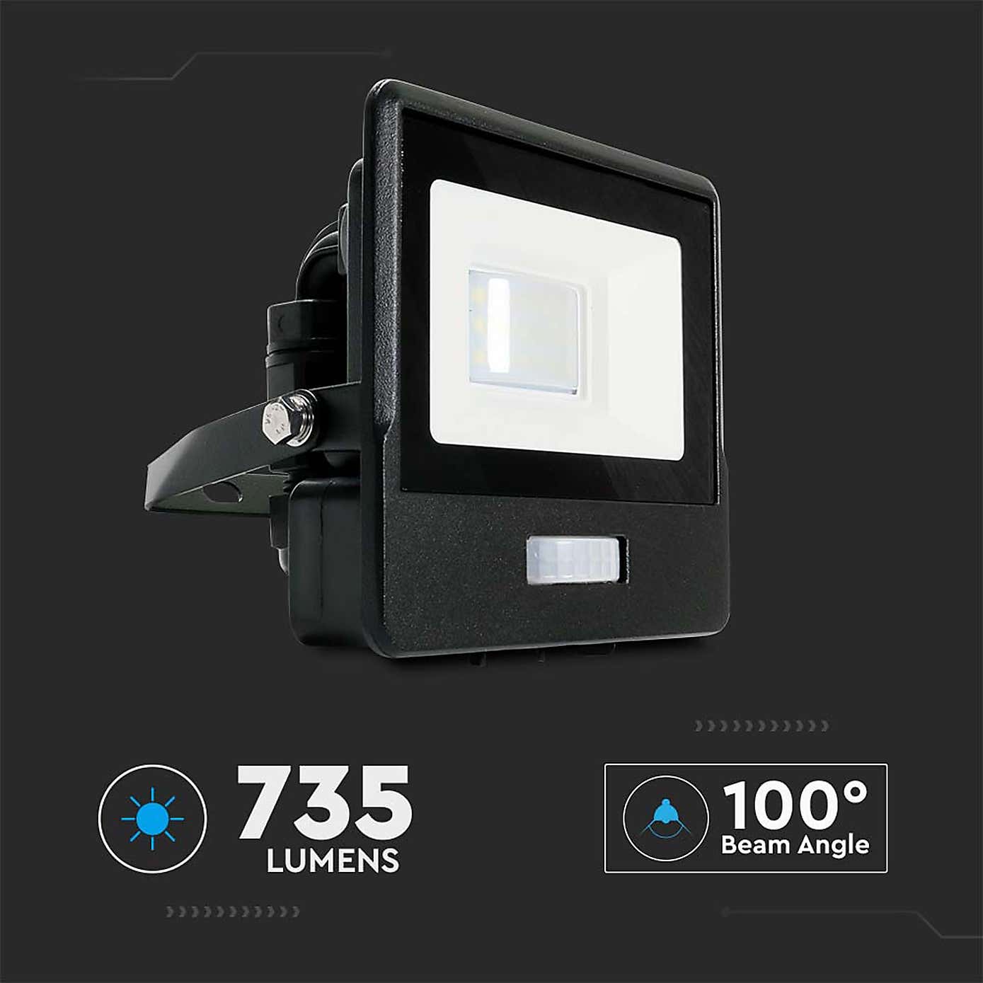 V-TAC 10W LED Floodlight Outdoor PIR Sensor Wall Light