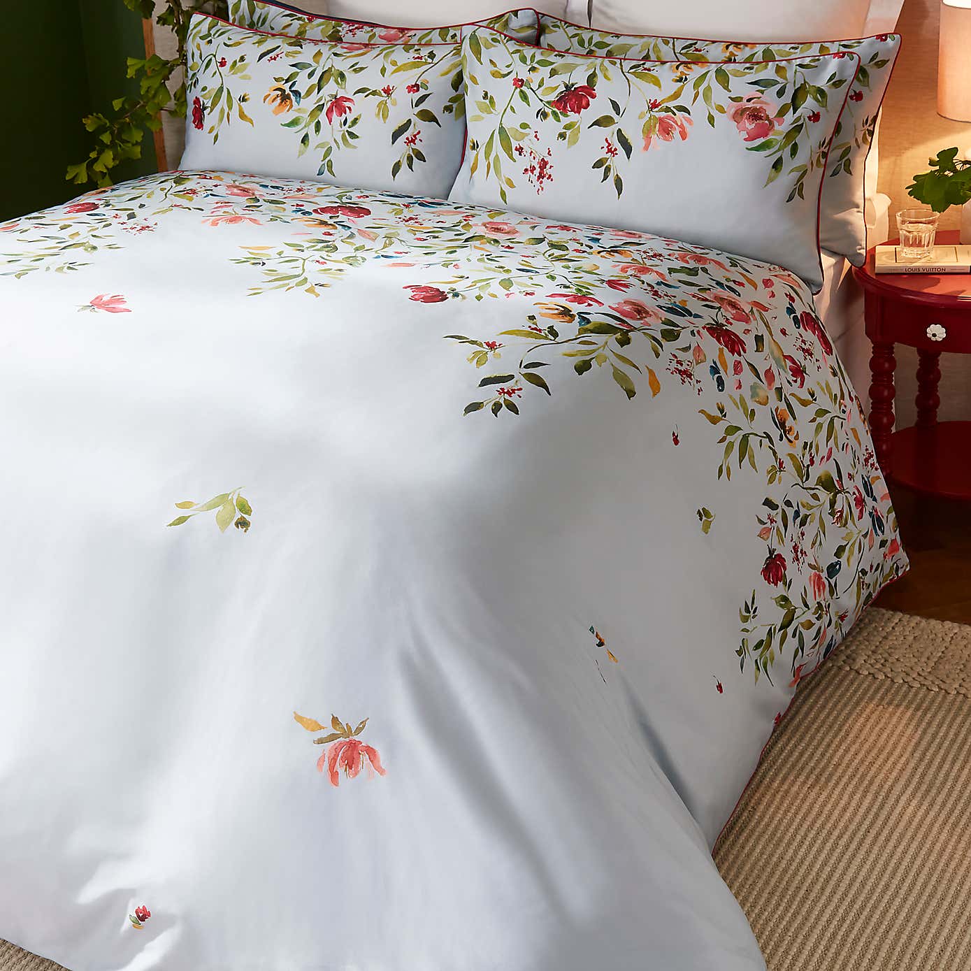 Dorma Modern Romance Vintage Blue 100% Cotton Duvet Cover & Pillowcase Set
