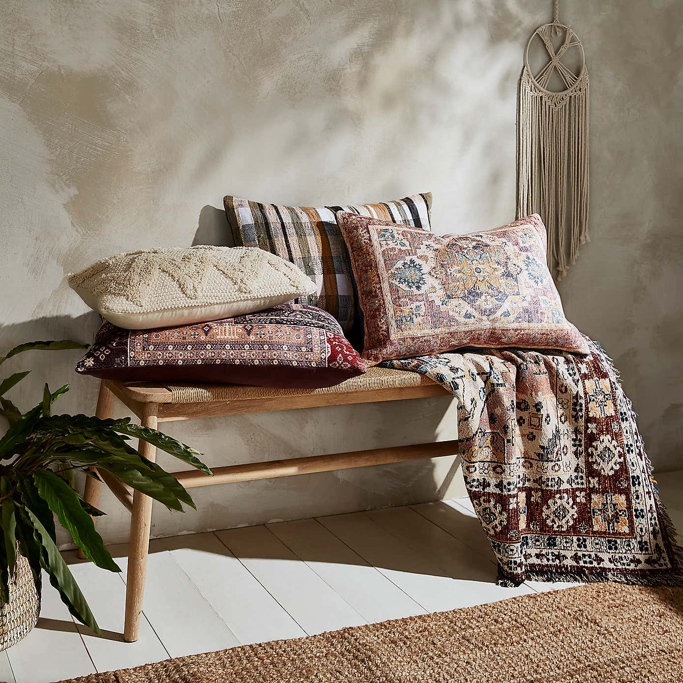 Printed Oriental Cushion Blue