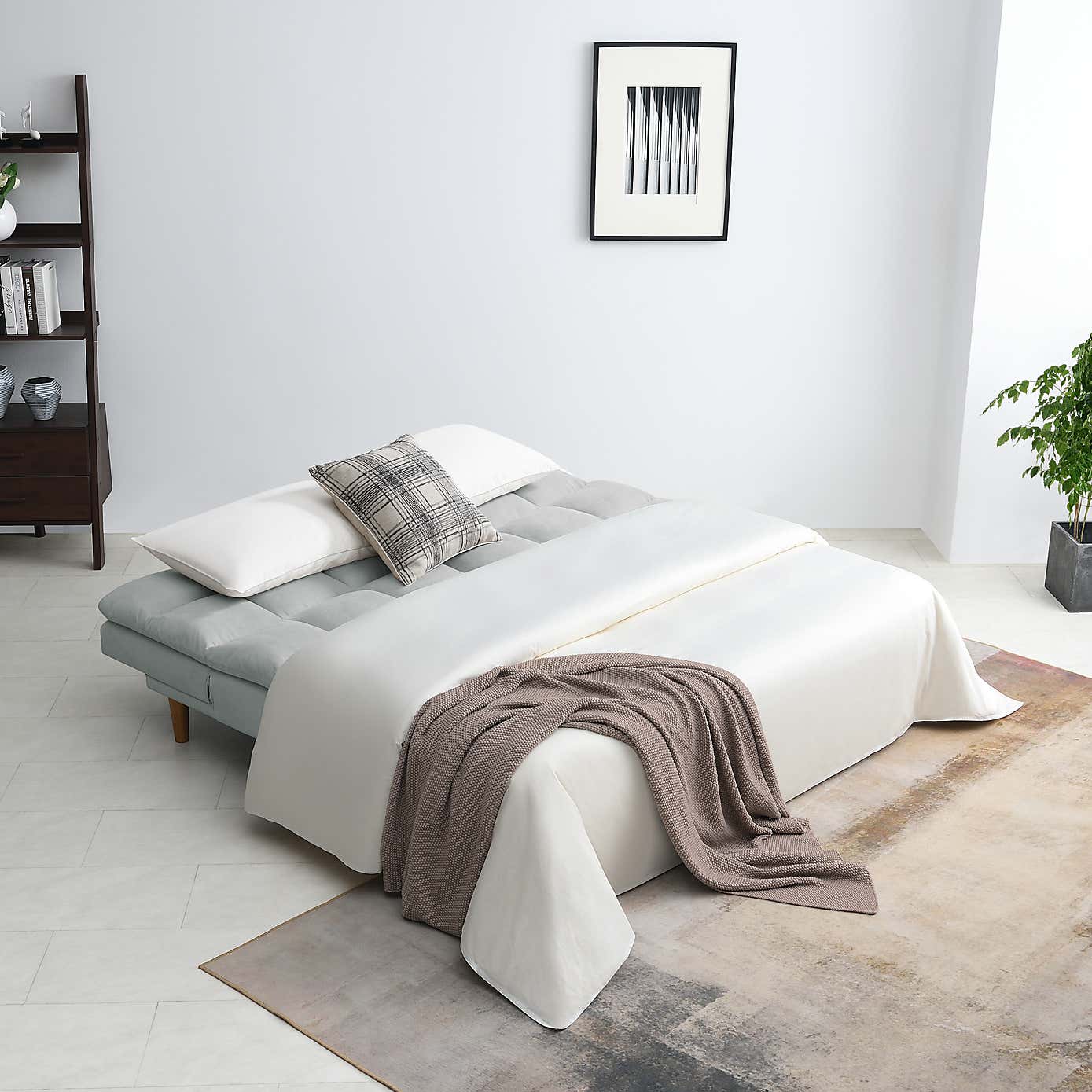 Cloud Fabric Corner Double Sofa Bed