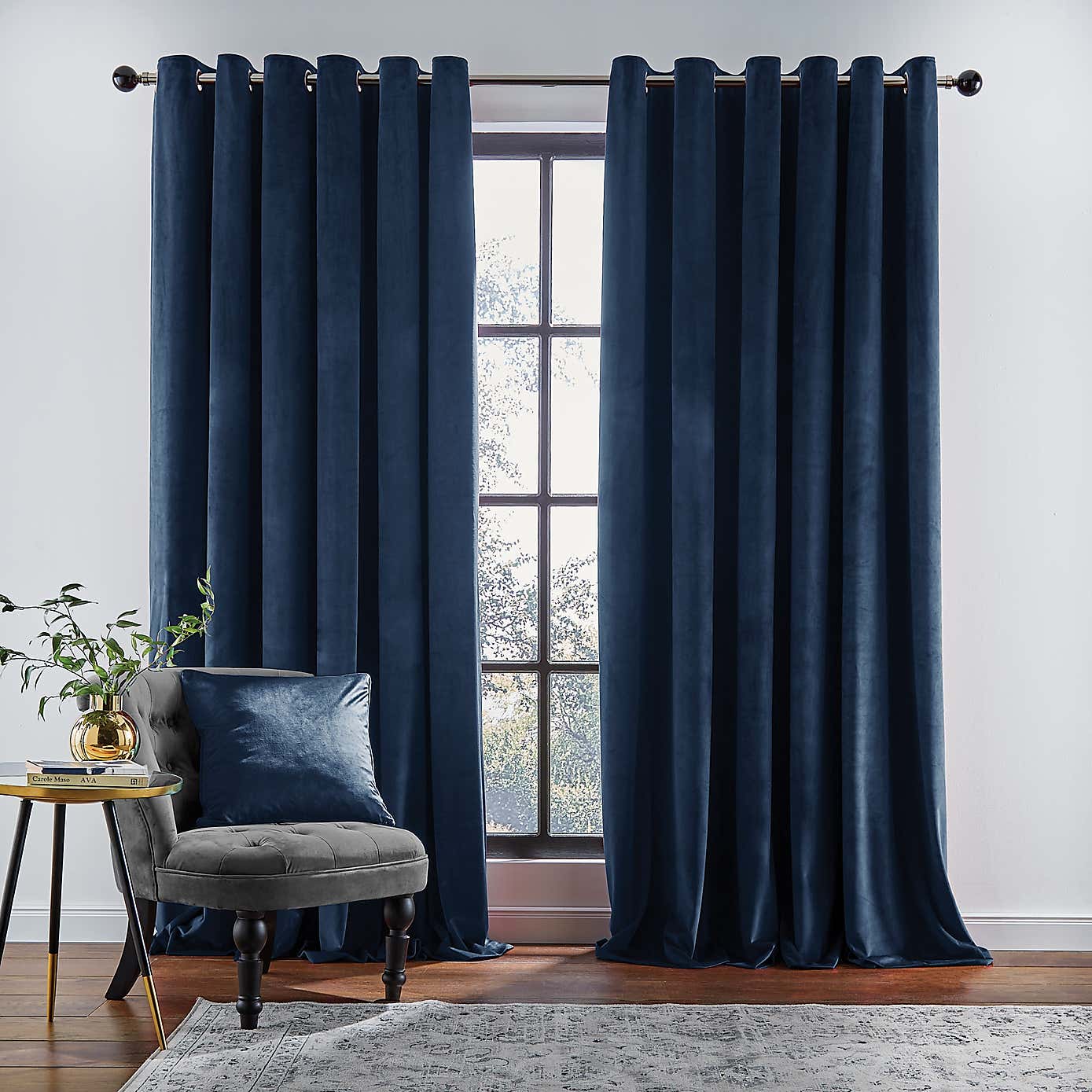 Recycled Velour Eyelet Curtains