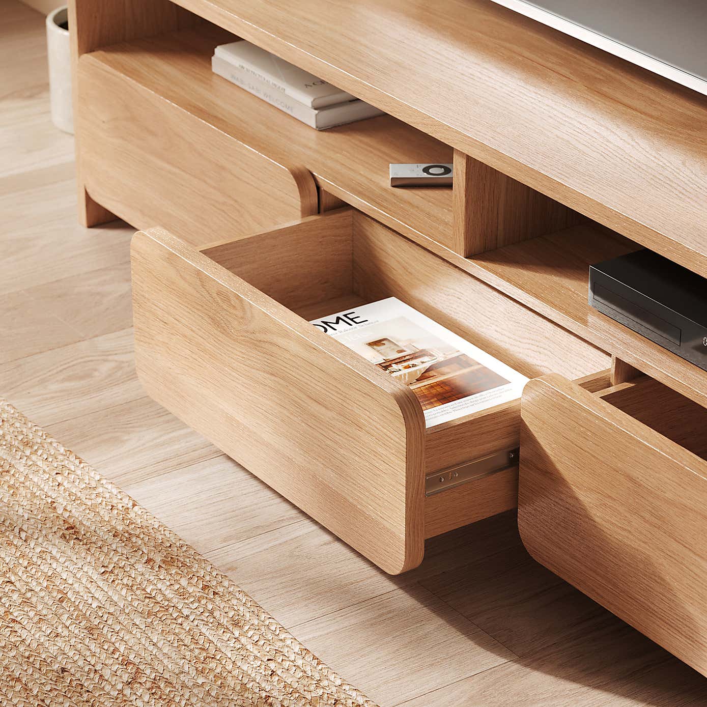 Bennett Extra Wide TV Unit for TVs up to 70", Light Oak