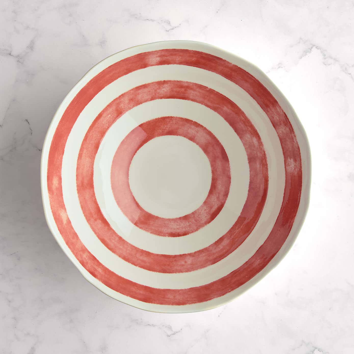 Striped Stoneware Serving Bowl