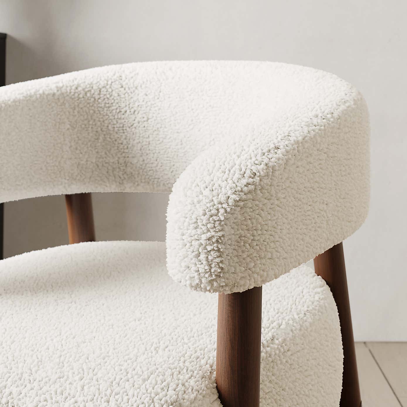 Cleo Curved Sherpa Accent Chair, Ivory