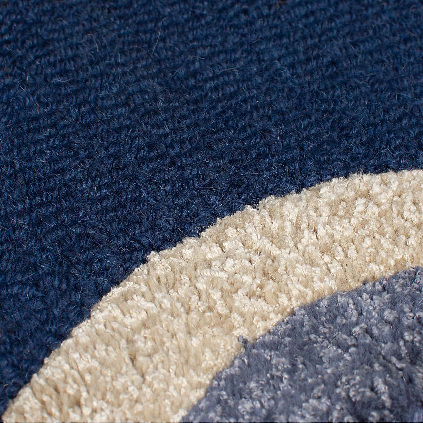 Azure Wave Border Wool Rug
