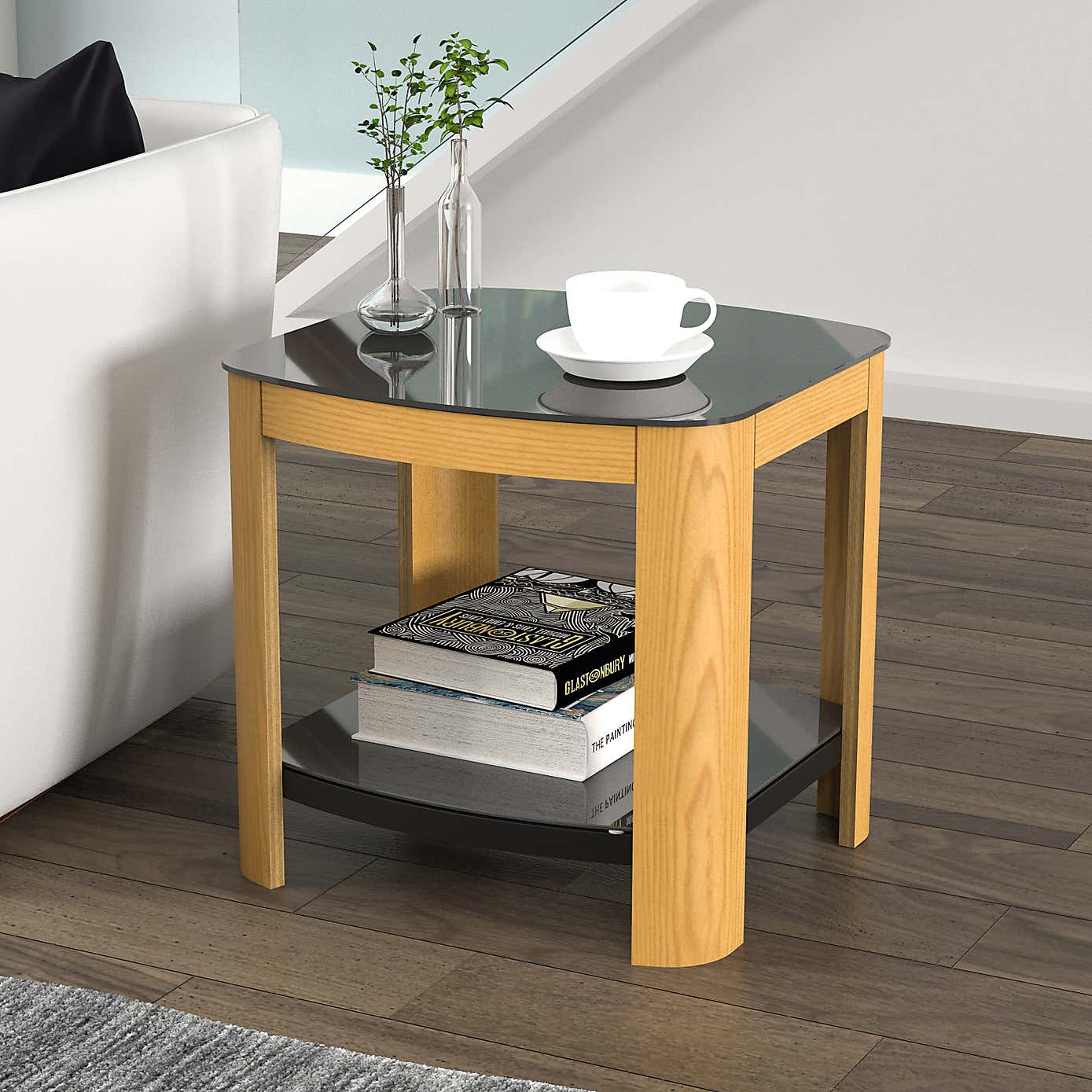 Affinity Real Curved Wood Side Table