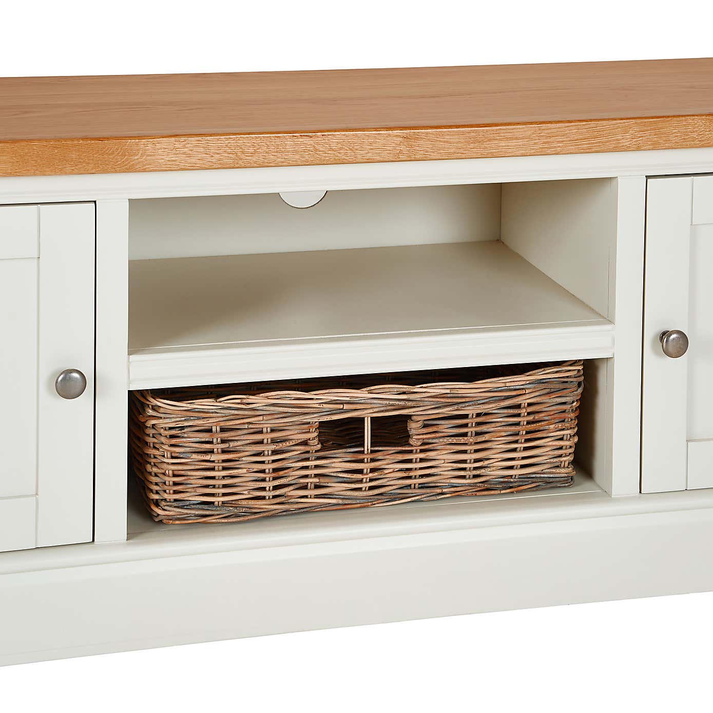 Compton Ivory Wide TV Stand with Baskets