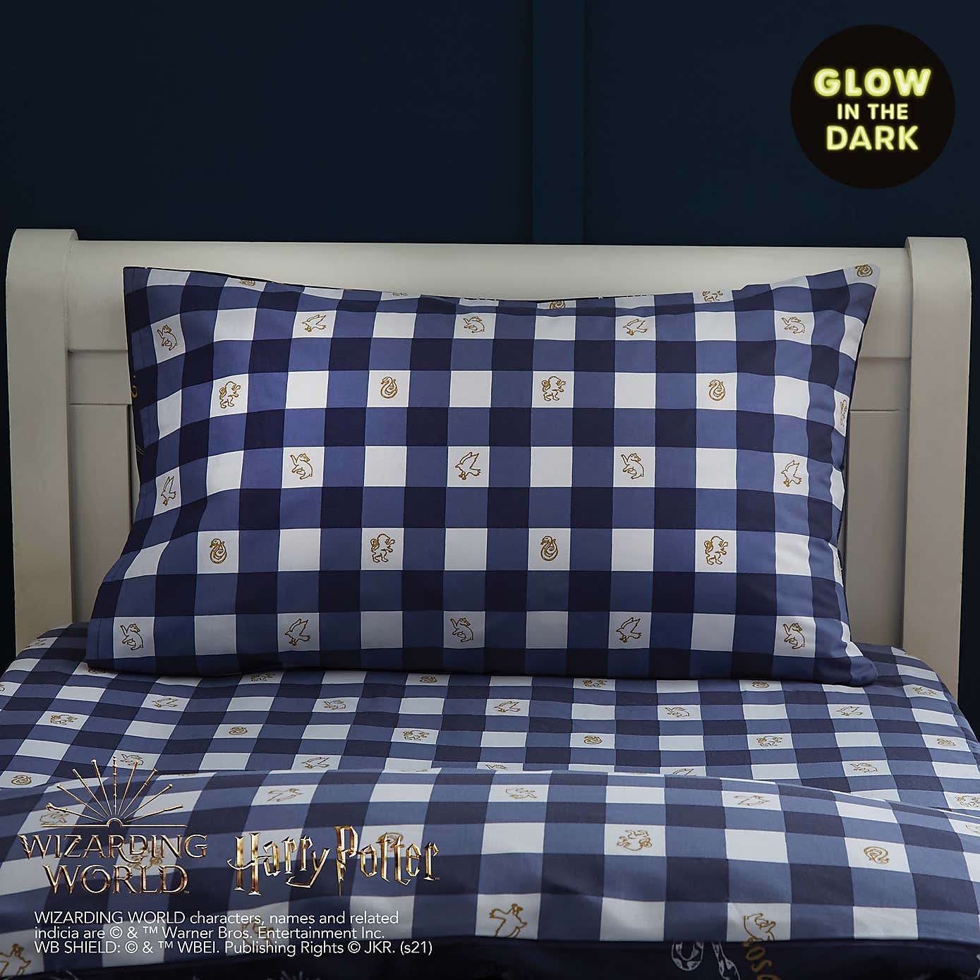 Harry Potter Hogwarts Glow in The Dark Duvet Cover and Pillowcase Set