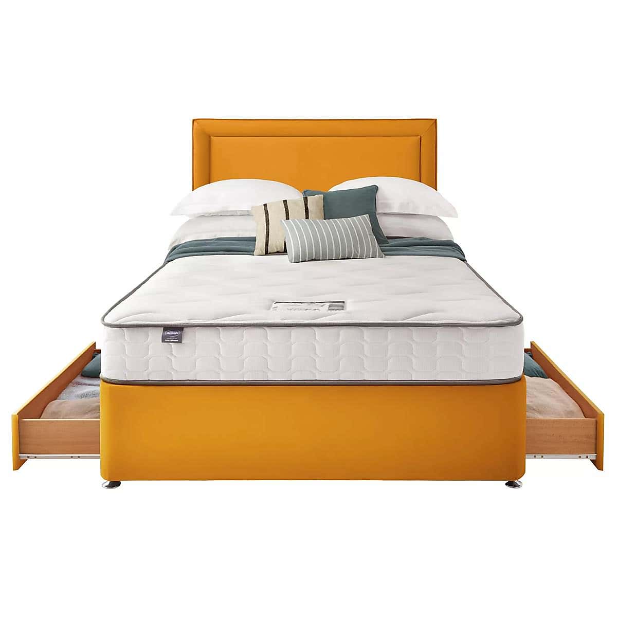 Silentnight 2 Drawer Divan Bed With Velvet Malvern Headboard