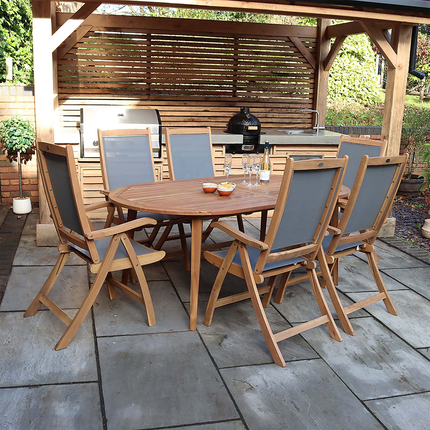 A.Mir Ellipse 6 Seater Outdoor Recliner Set