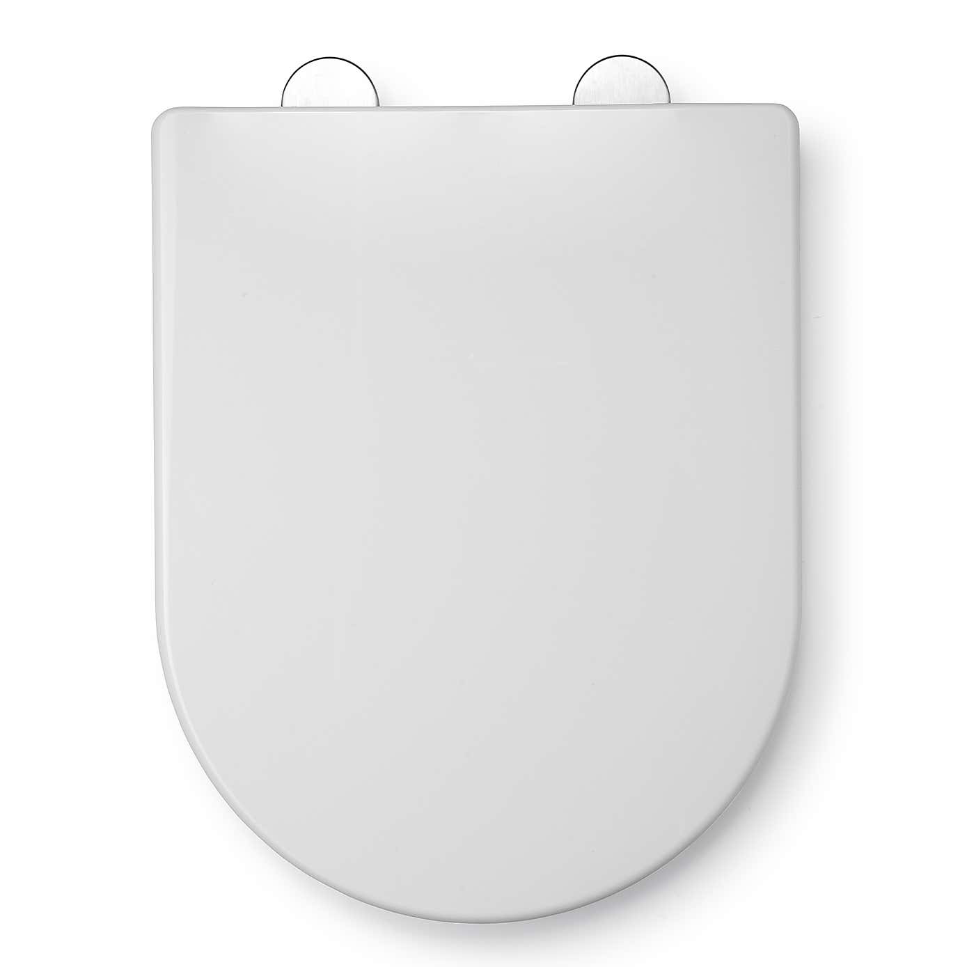Croydex Telese White Stick-n-Lock D Shape Toilet Seat