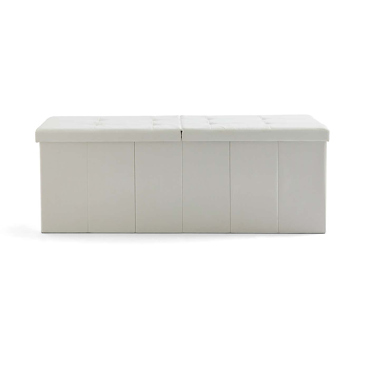 Faux Linen Bed End Ottoman