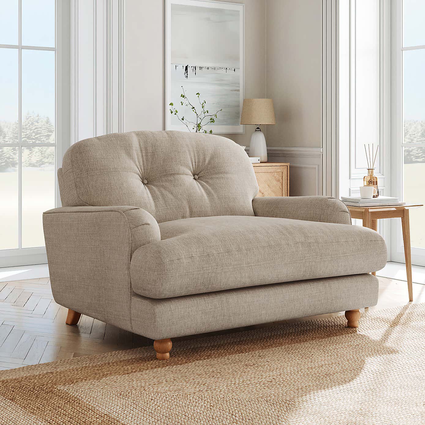 Martha Faux Linen Snuggle Chair