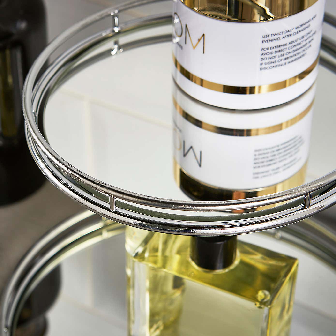 2 Tier Modern Luxe Mirrored Storage Tray